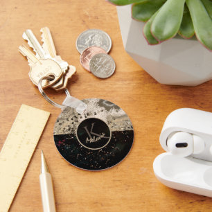 Chaveiro Monograma de bege preto