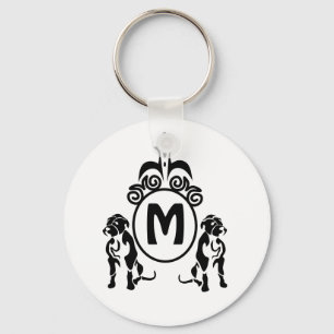 Chaveiro Monograma de Cães de Duas Guardas