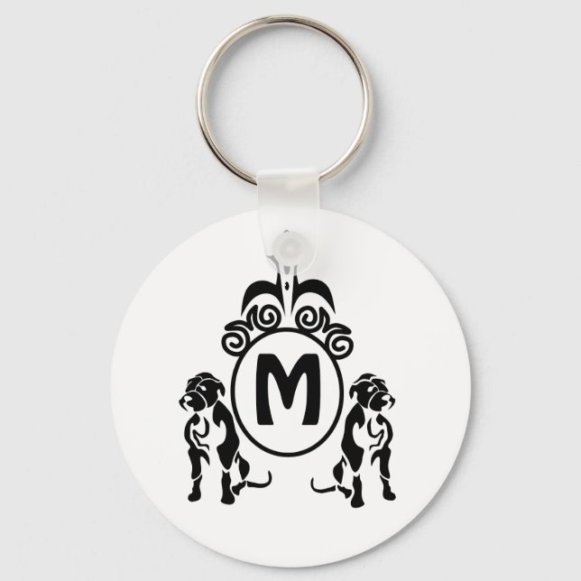 Chaveiro Monograma de Cães de Duas Guardas (Frente)