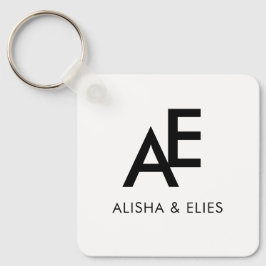 Chaveiro Monograma de Casal Elegante | Preto e Branco Simpl