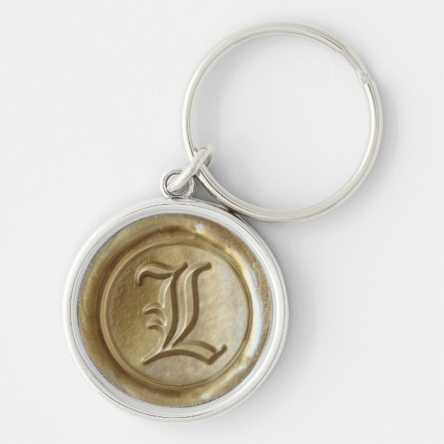 Chaveiro Monograma de Cera - Dourado - L Inglês Antigo - (Frente)