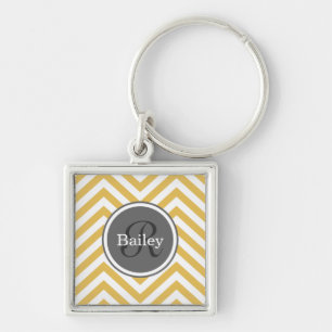 Chaveiro Monograma de Chevron Amarelo
