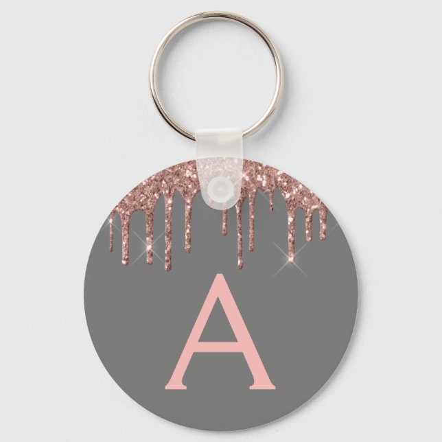 Chaveiro Monograma de Cinzas de carvão Dourado rosa rosa ro (Frente)