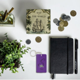 Chaveiro Monograma de cor d'água nome púrpura de acrílico C