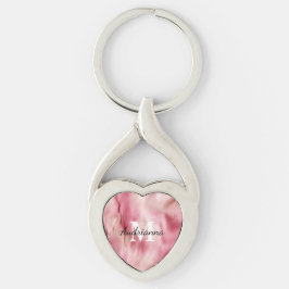 Chaveiro Monograma de Cowhide de Garça Rosa Chic