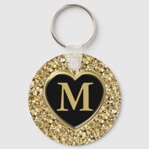 Chaveiro Monograma de cristal de Druzy - ouro metálico