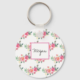 Chaveiro monograma de flores de menina personalizada