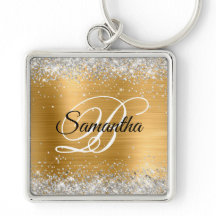 Monograma de Folha de Silver Glitter Gold