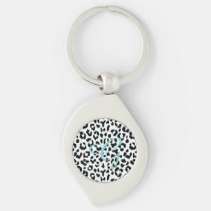 Chaveiro Monograma de impressão de chic black and white che