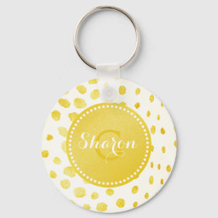 Chaveiro Monograma de impressão de chic faux gold glitter c