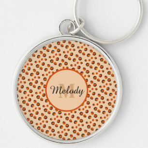 Chaveiro Monograma de Impressão de Pastel e Chita Dourada