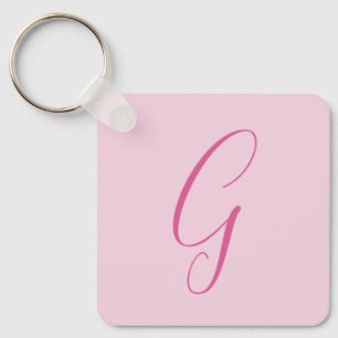 Chaveiro Monograma de Letra Inicial Rosa Claro Simples Chic