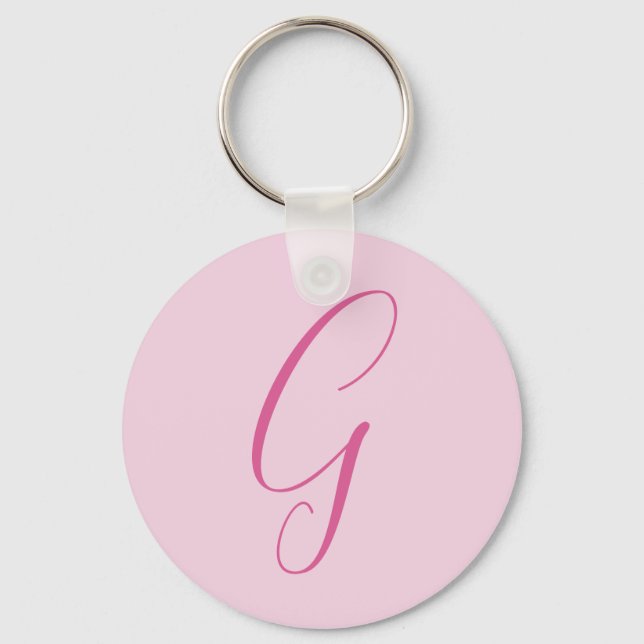 Chaveiro Monograma de Letra Inicial Rosa Claro Simples Chic (Frente)