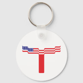 Chaveiro Monograma de Letra T Bandeira Americana