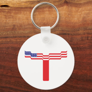 Chaveiro Monograma de Letra T Bandeira Americana