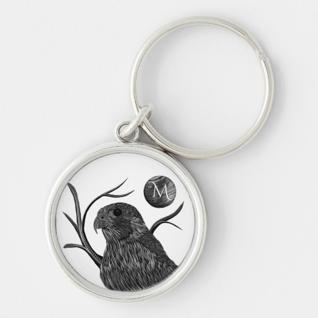 Chaveiro Monograma de lua cheia de falcão (Frente)