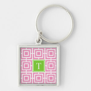 Chaveiro Monograma de Malha Quadrada Preppy - Rosa e Lima