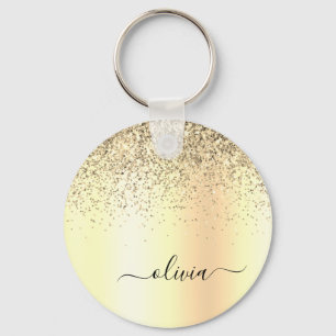 Chaveiro Monograma de Metal com Brilho Dourado Nome Glam
