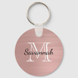 Chaveiro Monograma de metal Faux Dourado com Rosa de Glam