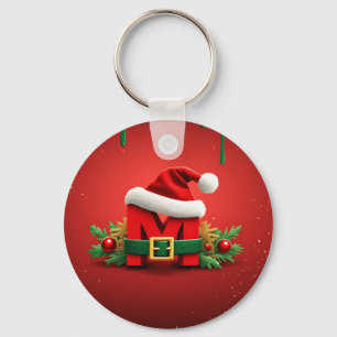 Chaveiro Monograma de Natal Personalizado M com Chapéu de P