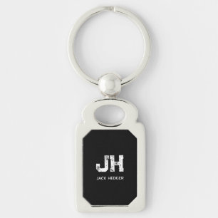 CHAVEIRO MONOGRAMA DE NOME DE DUAS LETRAS BRANCO MINIMALIST