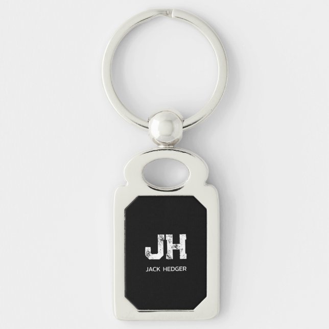CHAVEIRO MONOGRAMA DE NOME DE DUAS LETRAS BRANCO MINIMALIST (Frente)