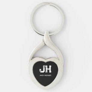 CHAVEIRO MONOGRAMA DE NOME DE DUAS LETRAS BRANCO MINIMALIST