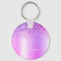 Monograma de Nome de Metal Glam Glitter Roxo