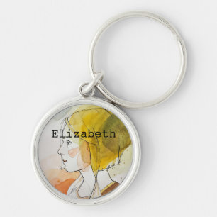 Chaveiro Monograma de nome personalizado cute adorável aqua