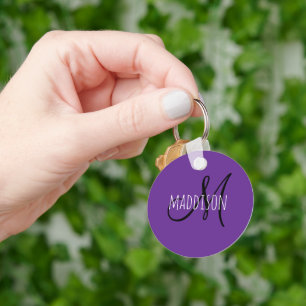 Chaveiro Monograma de Nome Roxo Personalizado