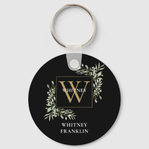 Chaveiro Monograma de Ouro Preto Personalizado com Elegante