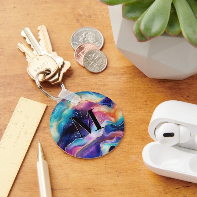 Chaveiro Monograma de Padrão de Agitação Colorida (Mesa)