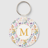 Monograma de Padrão de Aquarela de Flor Primavera