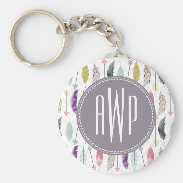 Chaveiro Monograma de Penas e Setas (Frente)