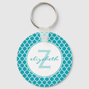 Chaveiro Monograma de Quatrefoil do Aqua