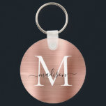 Chaveiro Monograma de Script Rapariga Rosa Rosa Dourada Bru<br><div class="desc">Rosa Rosa Rosa Rosa Dourada,  Bruta,  metal,  com um Chaveiro de Monograma com Script Girassol</div>