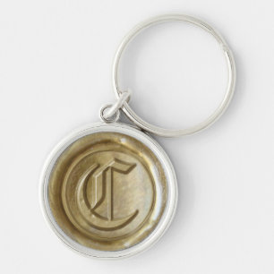 Chaveiro Monograma de Selo de Cera - Dourado - Antigo Ingl
