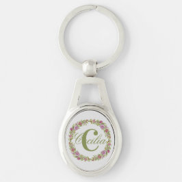 Chaveiro Monograma de Sobrenome Floral Personalizado