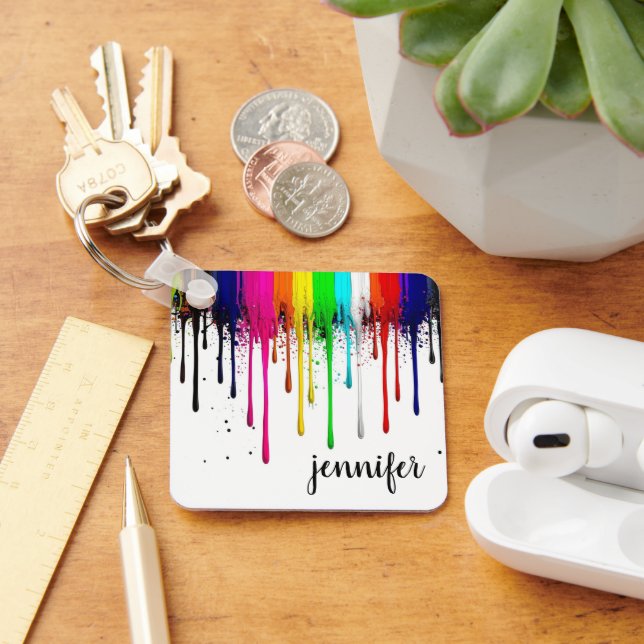 Chaveiro Monograma de Tinta Colorida Pingando  (Mesa)