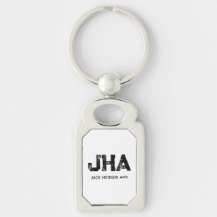 CHAVEIRO MONOGRAMA DE TRÊS LETRAS PRETO MINIMALISTA NOME BR