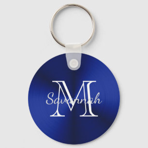 Chaveiro Monograma do Glam Blue Faux Metal