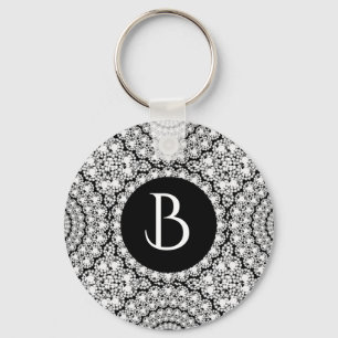 Chaveiro Monograma do padrão dos círculos brancos legal