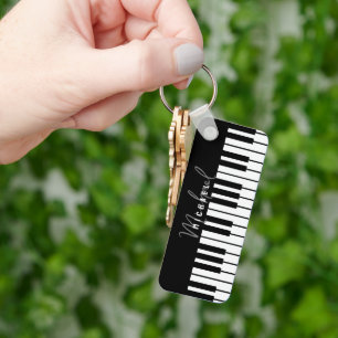 Chaveiro Monograma do teclado Piano Preto e Branco
