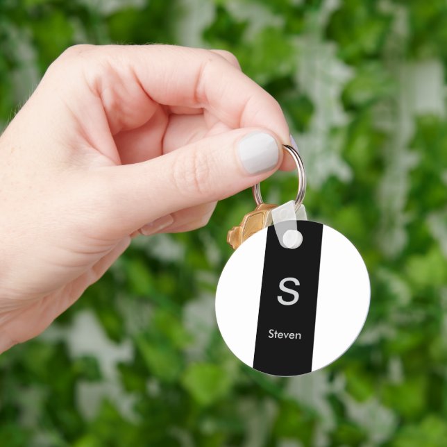 Chaveiro Monograma Dois Tom Preto Moderno e Branco (Mão)