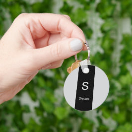 Chaveiro Monograma Dois Tom Preto Moderno e Cinzas