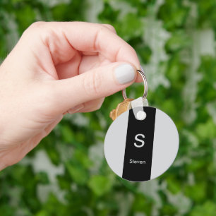 Chaveiro Monograma Dois Tom Preto Moderno e Cinzas