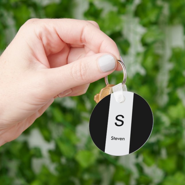 Chaveiro Monograma Dois Tons Modernos Cinzas Negra e Leve (Mão)