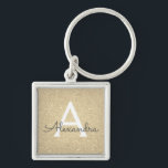 Chaveiro Monograma Dourado de brilho e brilho<br><div class="desc">Faux Glitter Dourado de luxo e corrente de chave Elegante Sparkle. Esses Chaveiros podem ser personalizados para incluir seu nome inicial e próprio e são um favor perfeito de chá de panela,  festa de solteira ou festa de aniversário.</div>