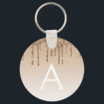Chaveiro Monograma Dourado de brilho e brilho<br><div class="desc">Dourado Luxo e Chic Modern Bling Ombre Faux caindo brilho e Sparkle Elegant Chaveiro. Esses Chaveiros podem ser personalizados para incluir seu nome inicial e próprio e são um chá de panela,  festa de solteira ou 50º festa de aniversário perfeito.</div>