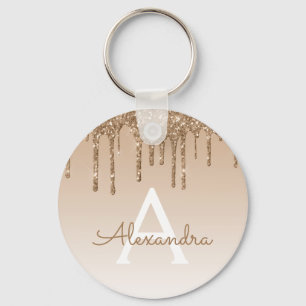 Chaveiro Monograma Dourado de brilho e brilho